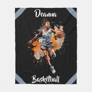 Couverture Polaire Filles Basketball Aquarelle Personnalisée