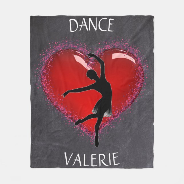 Couverture Polaire Filles Danse Chalkboard Coeur avec/ Nom personnali (Devant)