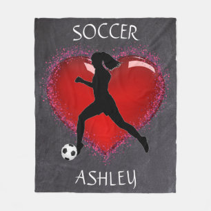 Couverture Polaire Filles Football Coeur de tableau avec nom