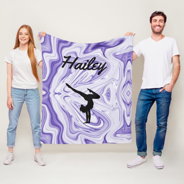 Couverture Polaire Filles Gymnastique Blanche polaire avec nom (En situation)