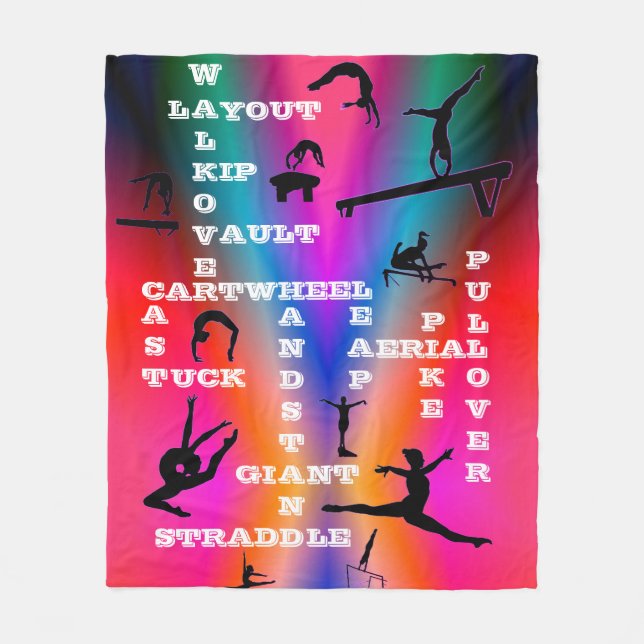 Couverture Polaire Filles Gymnastique Compétences Mots-croisés Coloré (Devant)