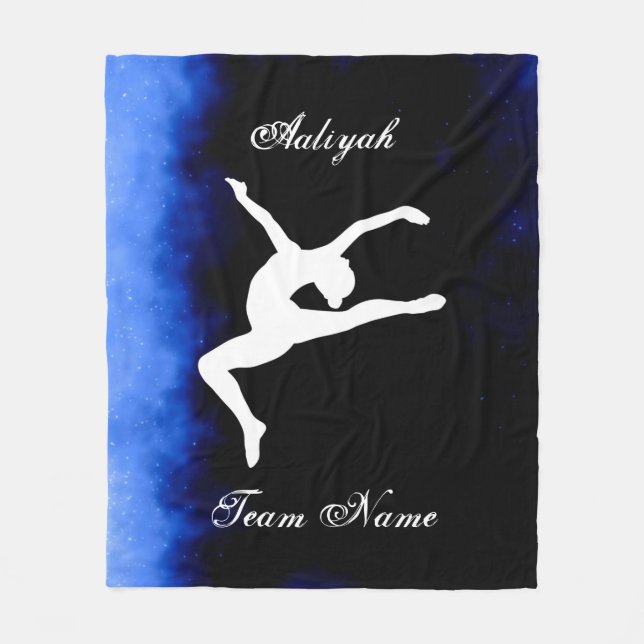 Couverture Polaire Filles Gymnastique Noir, Bleu, Blanc avec nom d'éq (Devant)