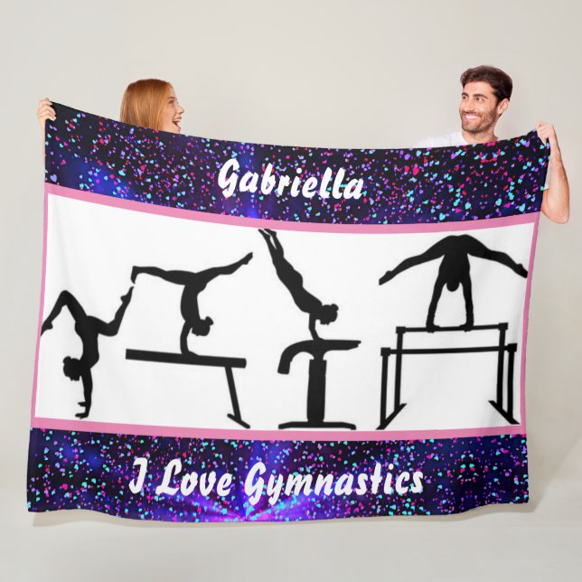 Couverture Polaire Filles I Love Gymnastique Blanche polaire pour Gym (En situation)