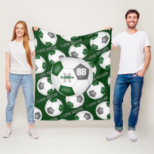 Couverture Polaire Filles I love soccer sport mantra vert gris