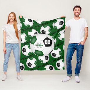 Couverture Polaire Filles I love soccer sport mantra vert noir