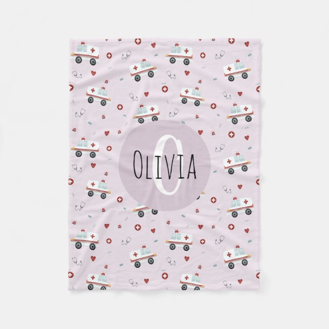 Couverture Polaire Filles mignonne rose Parade Ambulance Motif Enfant (Devant)