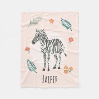 Filles mignonne rose Zèbre Aquarelle Safari