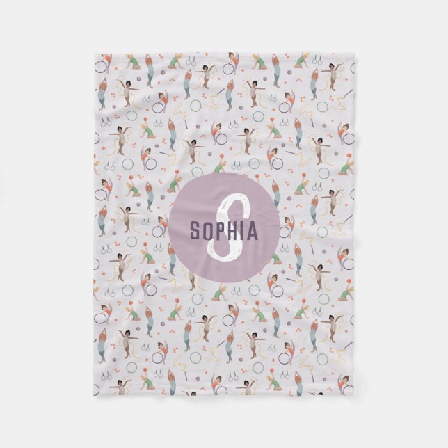 Couverture Polaire Filles mignonne violet gymnastique Motif Monogramm (Devant)