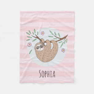 Couverture Polaire Filles mignonnes couchées roses et enfants