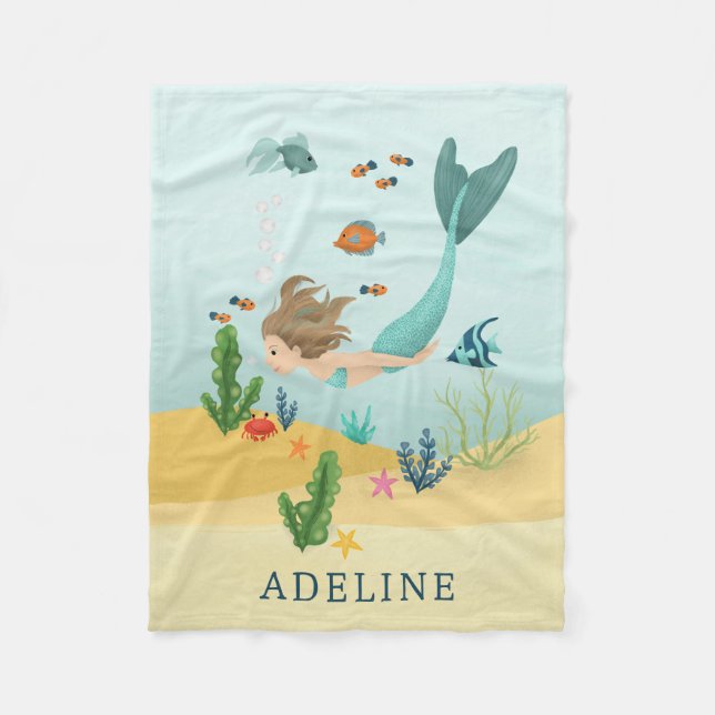 Couverture Polaire Filles mignonnes et Whimsical Mermaid Sea Kids (Devant)