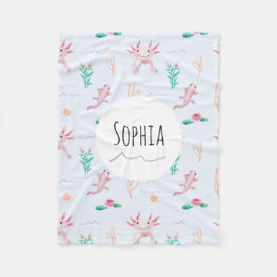 Couverture Polaire Filles mignonnes Pink Axolotl River Motif Enfants