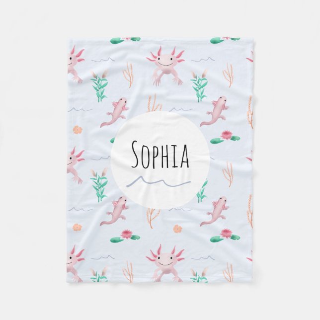 Couverture Polaire Filles mignonnes Pink Axolotl River Motif Enfants (Devant)