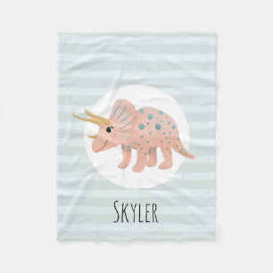 Couverture Polaire Filles mignonnes Tricératops rose moderne Dinosau