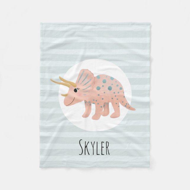 Couverture Polaire Filles mignonnes Tricératops rose moderne Dinosaur (Devant)