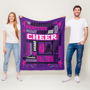 Couverture Polaire Filles Mot d'Art Cheerled en rose noir violet
