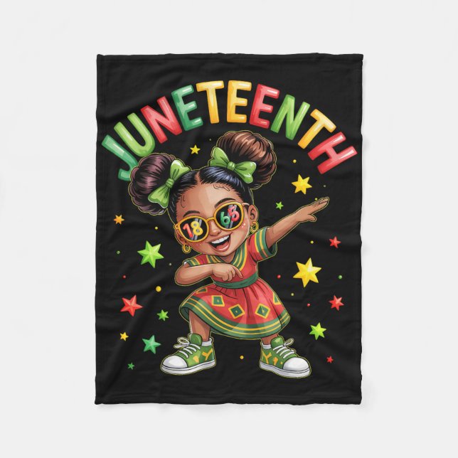 Couverture Polaire Filles noires Dabbing Mélanine Juneteenth Afrique  (Devant)