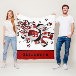 Couverture Polaire filles noires rouges sports cadeaux basket étoiles