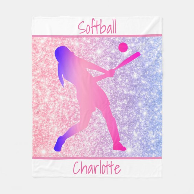 Couverture Polaire Filles Softball Pastel Fleece Blanket (Devant)