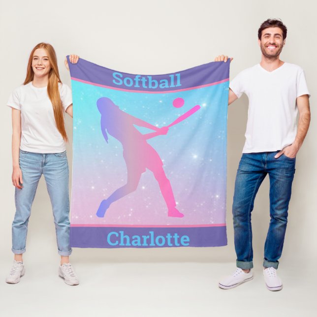 Couverture Polaire Filles Softball Pastel Fleece Blanket (En situation)