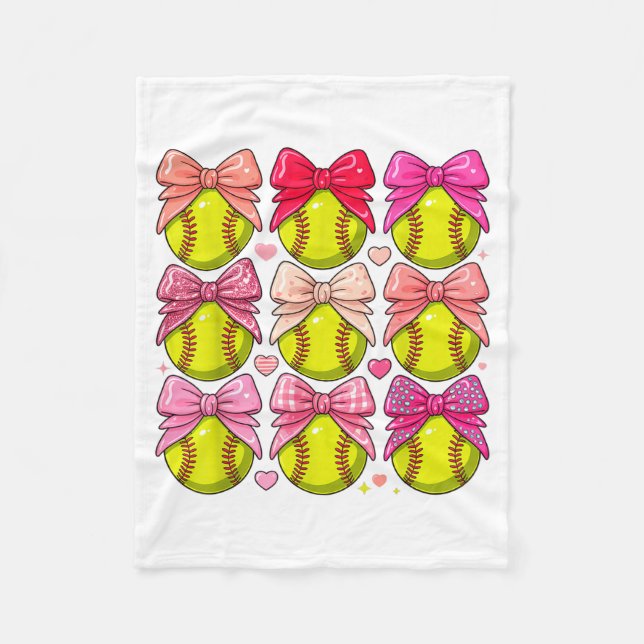 Couverture Polaire Filles Softball Rose Coquette Arc Vibes Softball (Devant)
