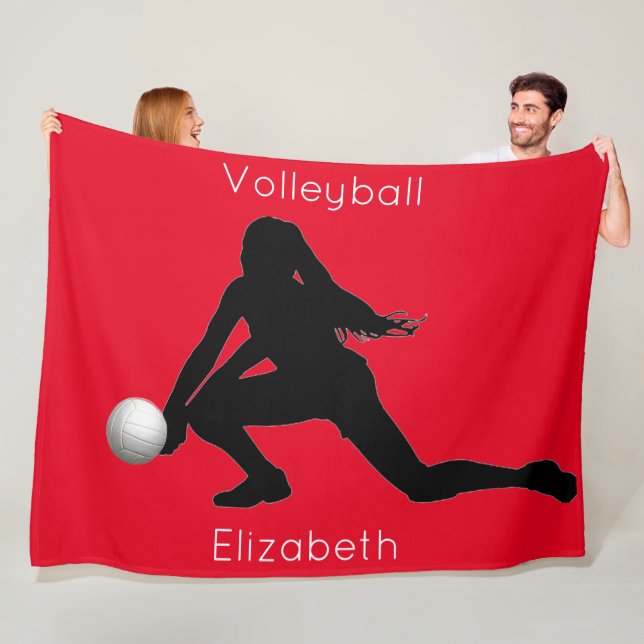 Couverture Polaire Filles Vibrant Rouge Volleyball Fleece Blanket (En situation)