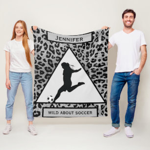 Couverture Polaire Filles "Wild About Soccer" Leopard d'argent