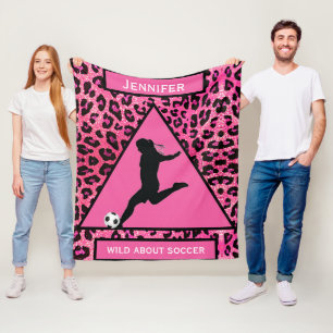 Couverture Polaire Filles "Wild About Soccer" Leopard rose