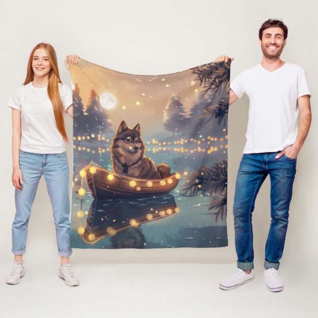 Couverture Polaire Finlandais Lapphund Noël Festive Voyage (En situation)