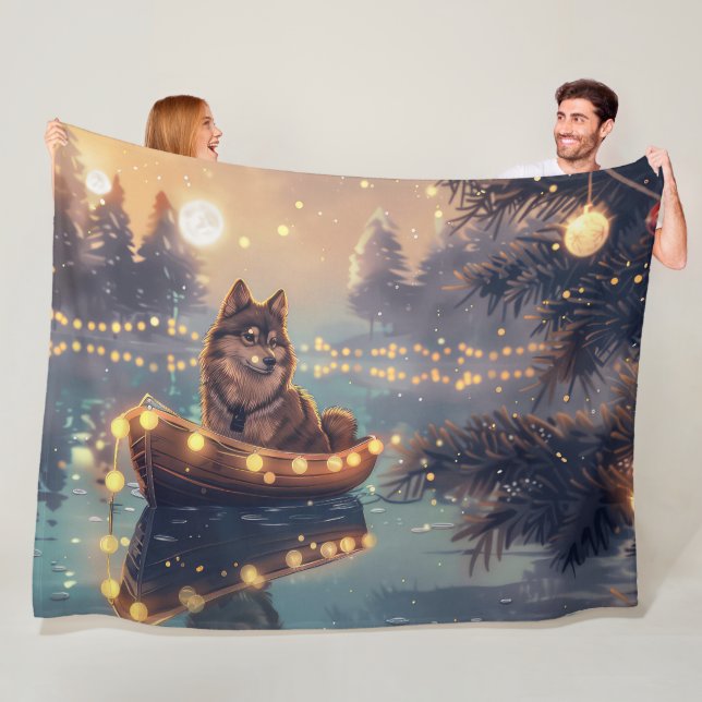Couverture Polaire Finlandais Lapphund Noël Festive Voyage (En situation)