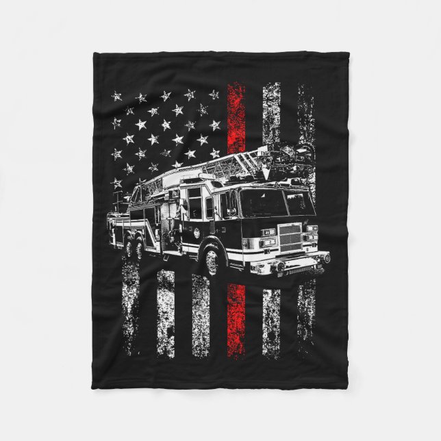Couverture Polaire Fireman American Flag Thin Red Line Firefighter  (Devant)