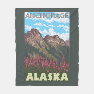 Couverture Polaire Fireweed et montagnes - Anchorage, Alaska