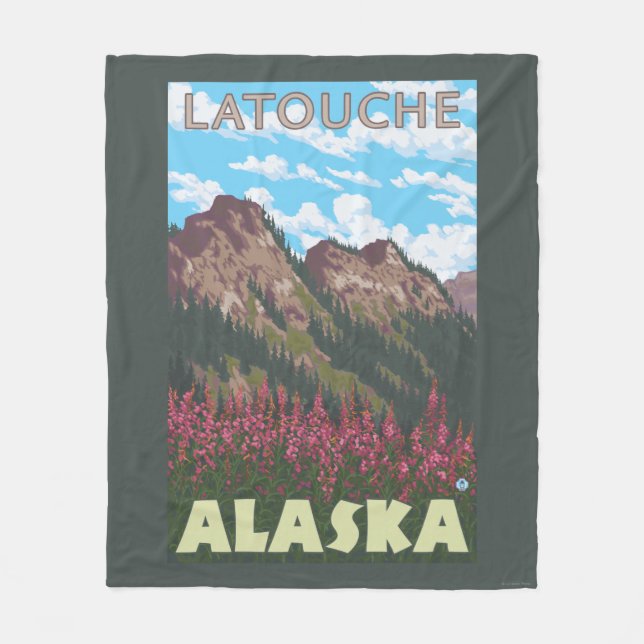 Couverture Polaire Fireweed et montagnes - Latouche, Alaska (Devant)