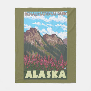 Couverture Polaire Fireweed et montagnes - parc national de Denali,
