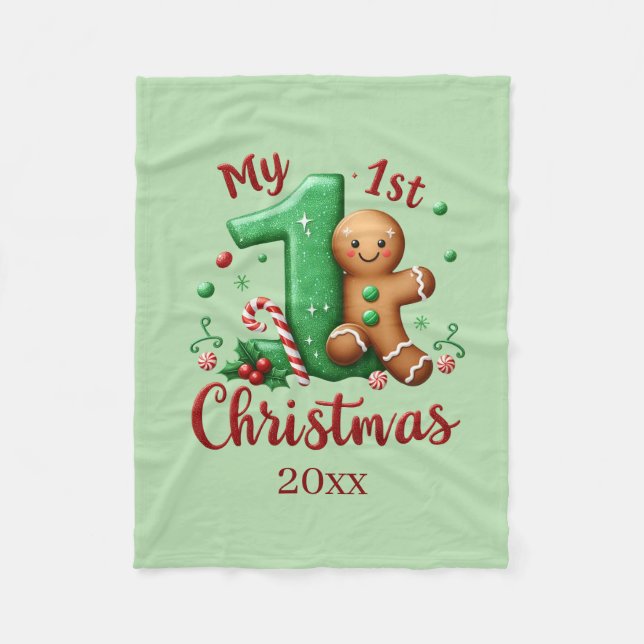 Couverture Polaire First Christmas add year baby  (Devant)
