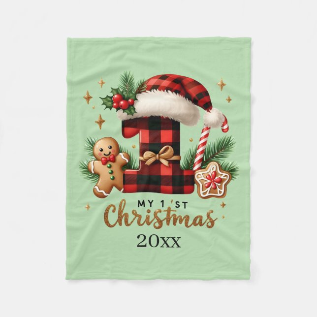 Couverture Polaire First Christmas add year baby (Devant)