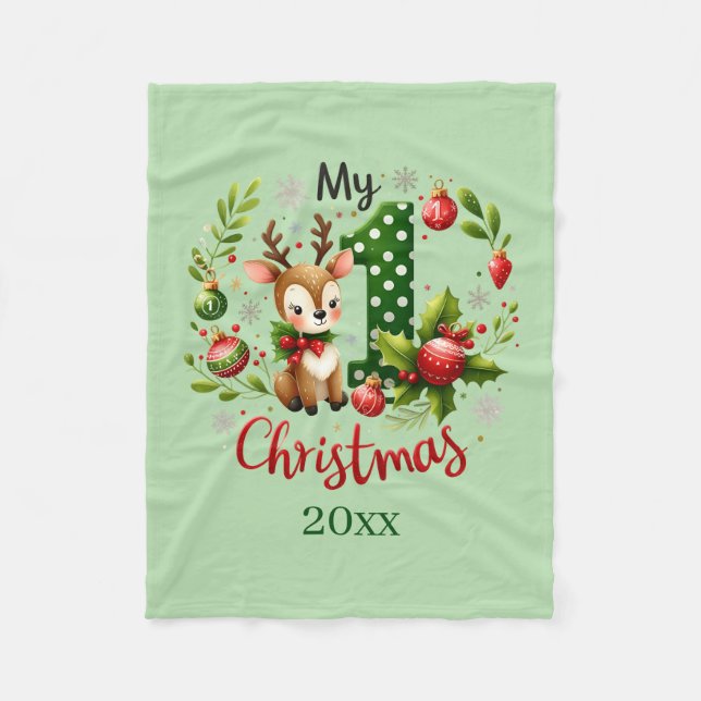 Couverture Polaire First Christmas add year baby Fleece Blanket (Devant)