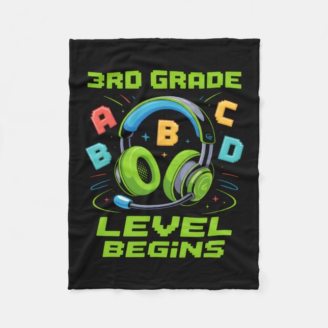 Couverture Polaire First Day Of 3rd Grade Level Begins Shirt Gamer Bo (Devant)