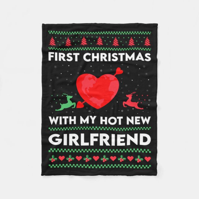 Couverture Polaire First Xmas With My New Girlfriend Men Ugly Christ  (Devant)