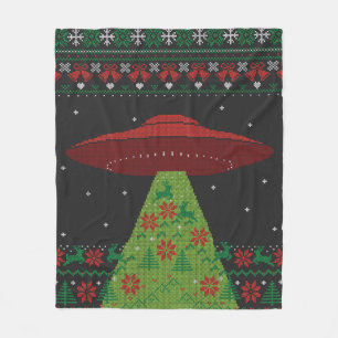 Couverture Polaire Flacon rouge et vert UFO Tractor Beat laide Noël
