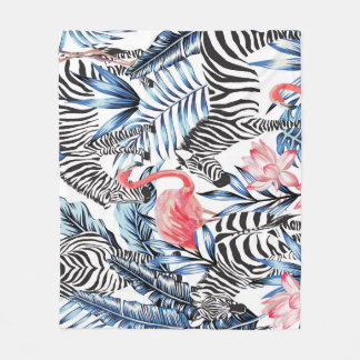 Couverture Polaire Flair tropical : Flamant rose Zebra Paradise