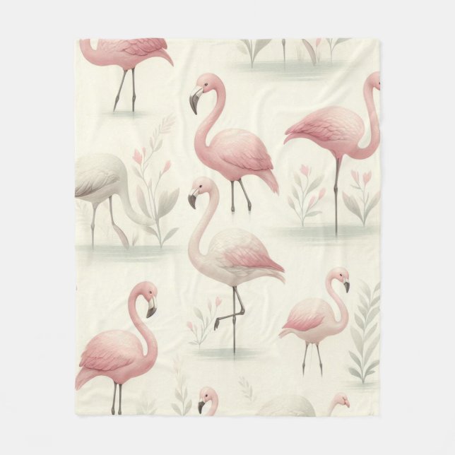 Couverture Polaire Flamant Élégant (Devant)