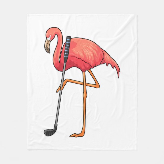 Couverture Polaire Flamant rose à Golf avec Golf Club (Devant)