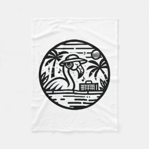 Couverture Polaire Flamant rose à l'écoute de la musique - Vibes trop