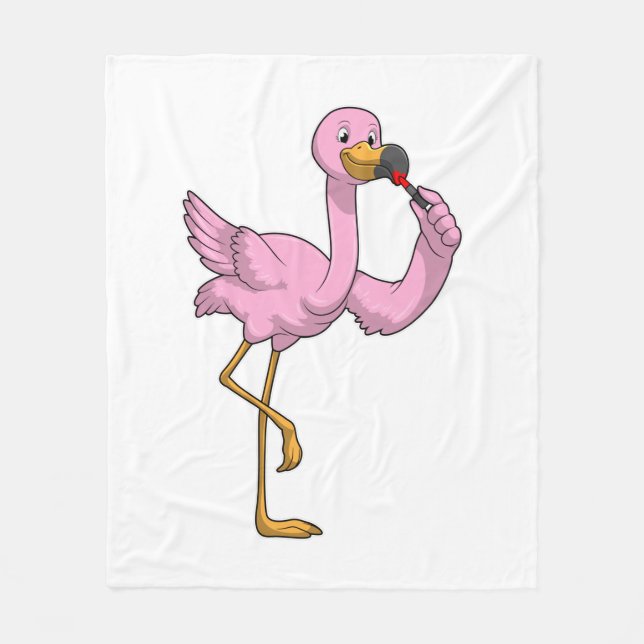 Couverture Polaire Flamant rose avec Lipstick (Devant)