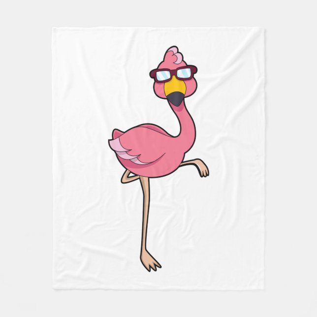 Couverture Polaire Flamant rose avec lunettes de soleil (Devant)
