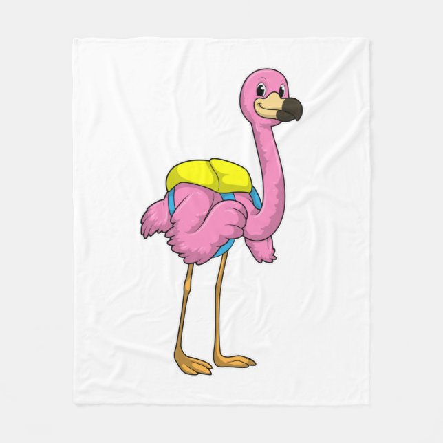 Couverture Polaire Flamant rose comme élèves avec sac scolaire (Devant)
