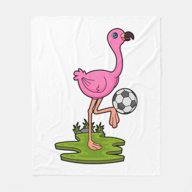 Couverture Polaire Flamant rose comme joueur de football avec Soccer (Devant)