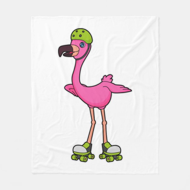 Couverture Polaire Flamant rose comme Patineur avec Roller Patins & C (Devant)