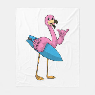 Couverture Polaire Flamant rose comme Surfer avec Surfboard