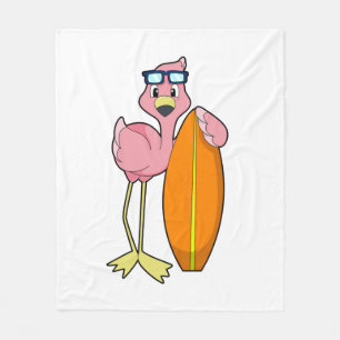 Couverture Polaire Flamant rose comme Surfer avec Surfboard.PNG